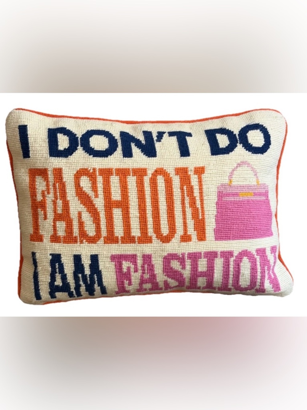 J. ADLER COCO CHANEL Quote Pillow "I DONT DO FASHION, I AM FASHION”  14x10x5”